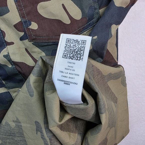 True Religion Men's TRBJ LS Western Camo Shirt S Snap Button Style 700700 NWT - Picture 4 of 10